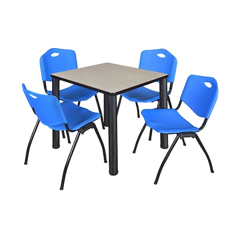 Square Tables > Breakroom Tables > Kee Square Table & Chair Sets, 30 W, 30 L, 29 H, Maple
